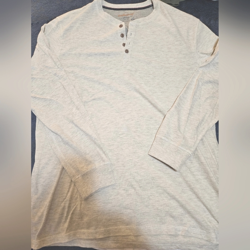 Men's Original Weatherproof Vintage Henley size XL color Oatmeal